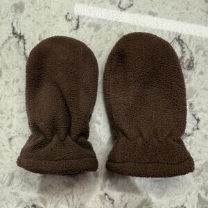 Brown Fleece Baby Mittens 12-18M